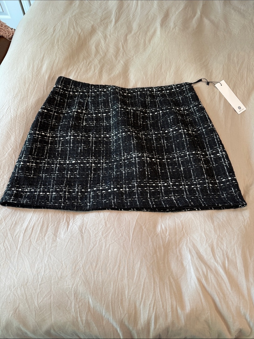 Black Tweed Mini Skirt with White Windowpane Detail (10)